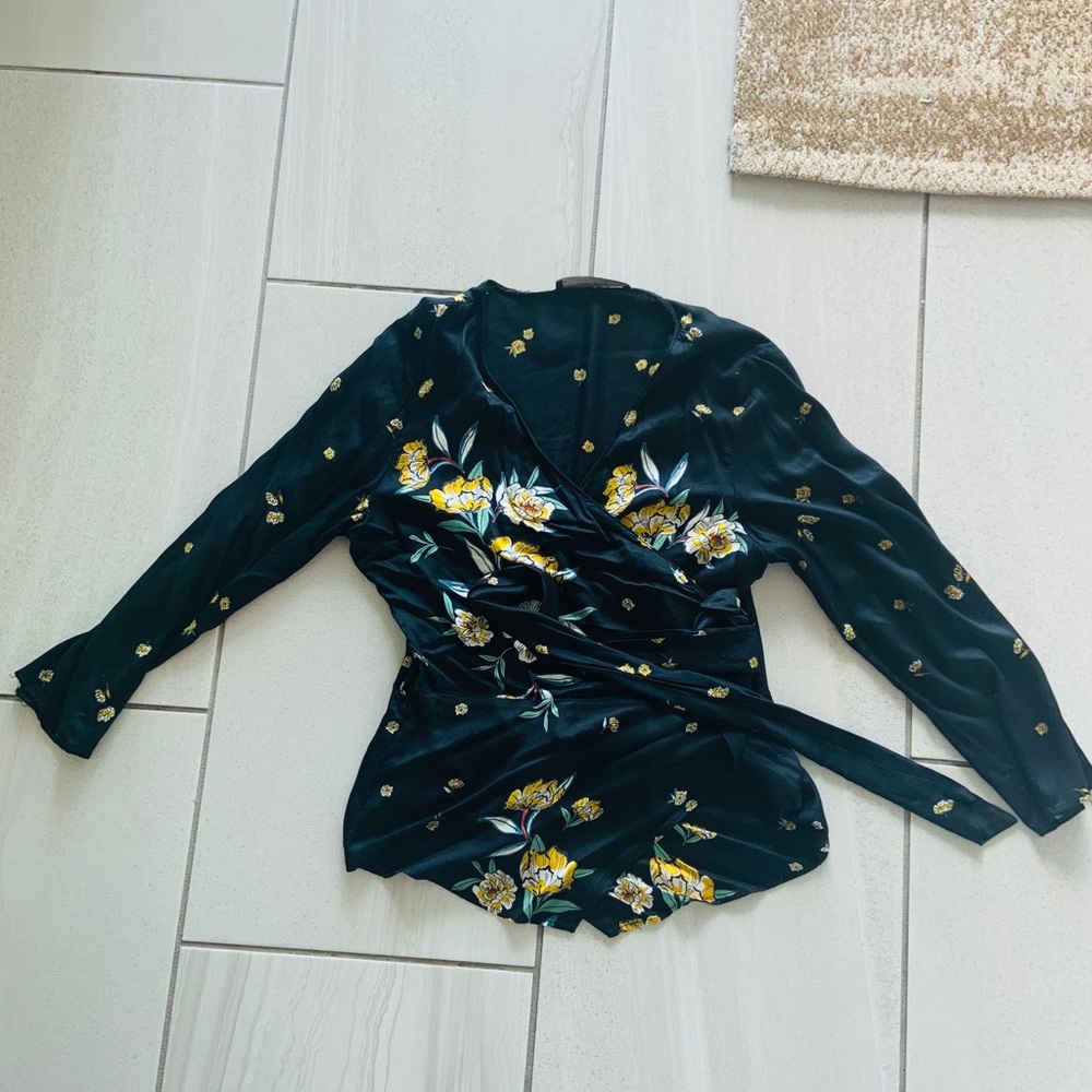 Zara Floral Wrap Shirt